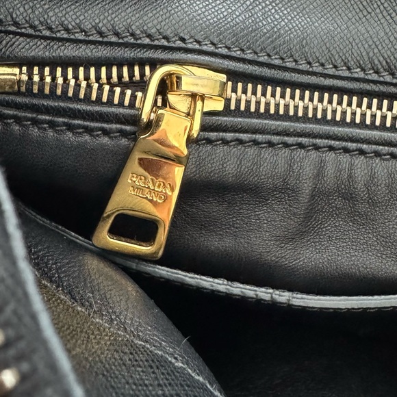 Prada Black Saffiano Satchel with Gold Logo - Picture 2 of 8
